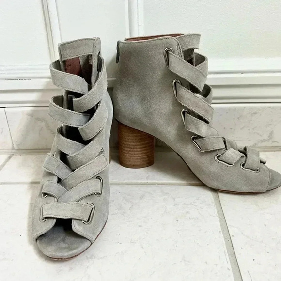 Anthropologie Jeffrey Campbell Salazar shooties boots heels gray suede 37 7 - Picture 6 of 17